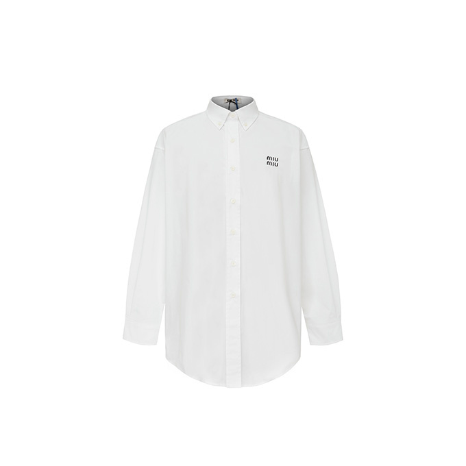 9A+ quality miu miu logo embroidered poplin shirt